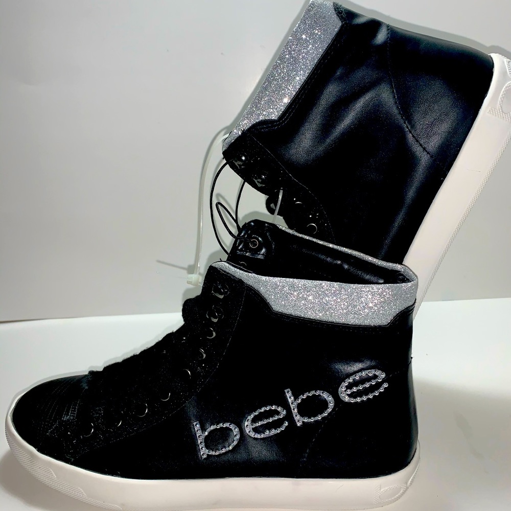 Bebe Glitter Tongue Sneakers